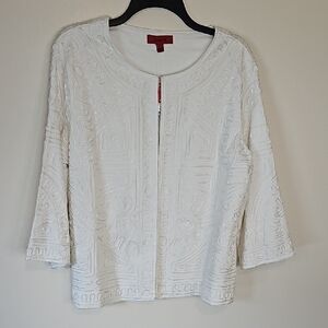 Joni B. White Boxy Three-Quarter Sleeve Blouse size Large NWT